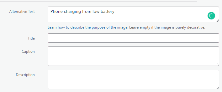 Wordpress Alt Text